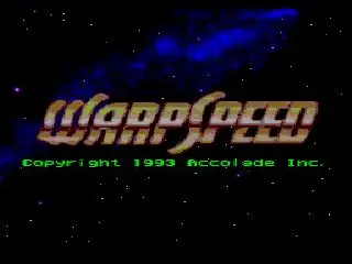 Warp Speed game title on sega genesis/sega mega drive