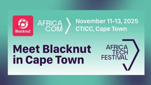 Banner for Africa Tech Festival: "Meet Blacknut in Cape Town," November 11-13, 2025, at CTICC, Cape Town.