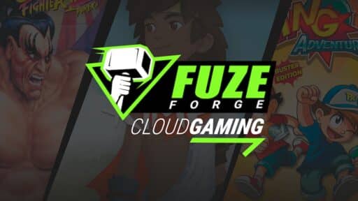 Fuze Forge Cloud Gaming Peru logo over a background with various colorful video game characters.