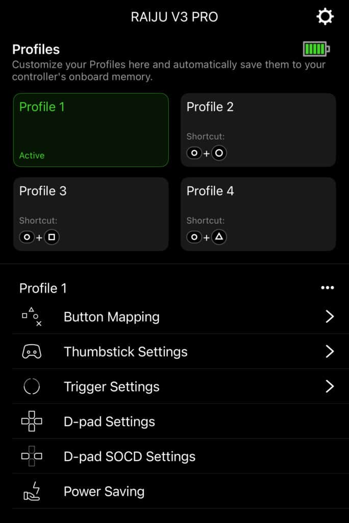 Photo of in Razer Controller app homepage