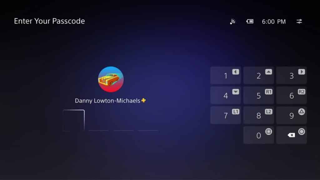 A passcode entry screen with a numeric keypad and user profile icon on a dark blue background, designed for users seeking PlayStation Portal cloud gaming tips.