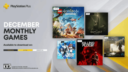 PlayStation Plus December games: LEGO Horizon Adventures, The Outlast Trials, Among White, Killing Floor 2, and Synn Duality.