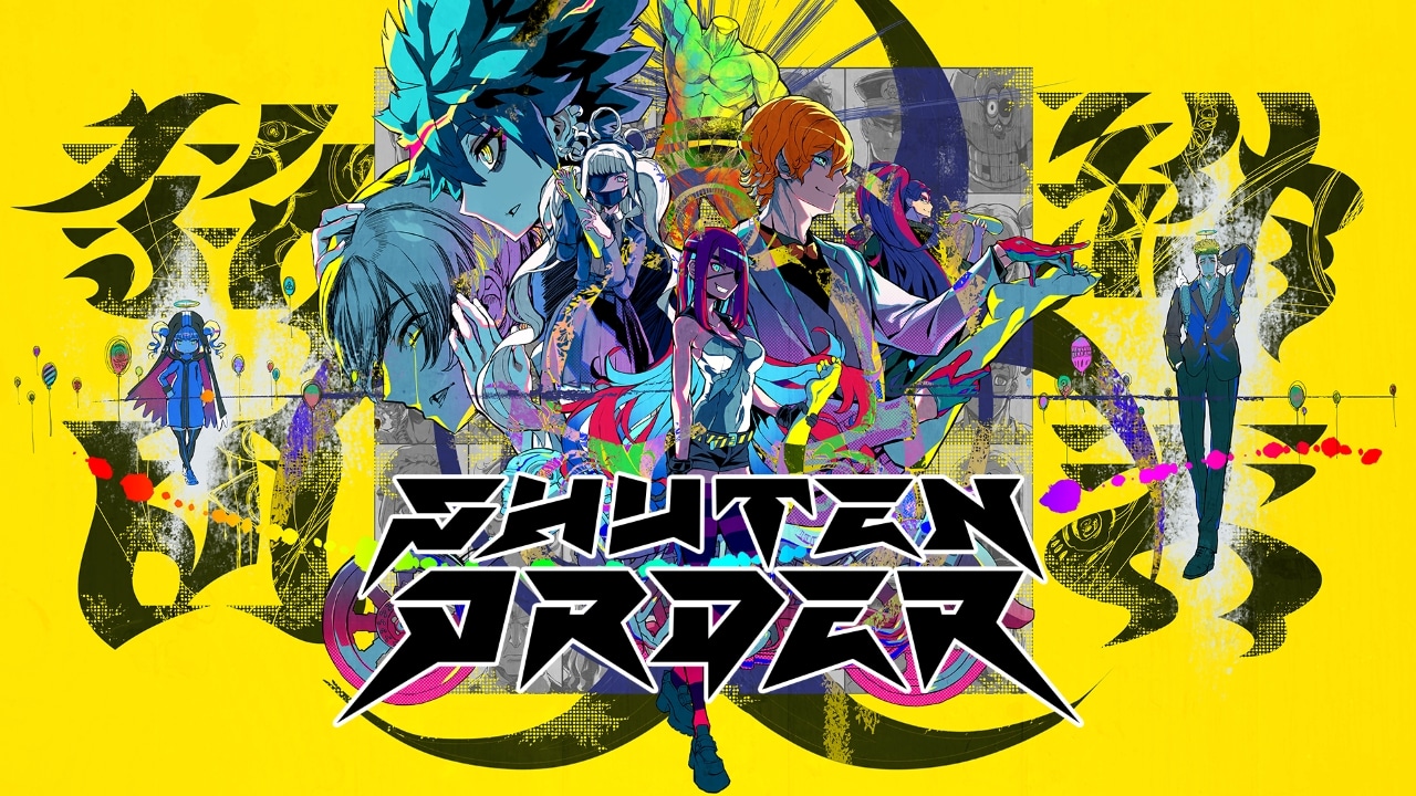 Colorful anime-style characters with bold text "SHUTEN ORDER" on a vibrant yellow and abstract background.