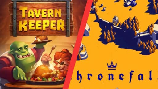 Collage of Tavern Keeper and Thronefall banners - two games opting into GeForce NOW on Steam