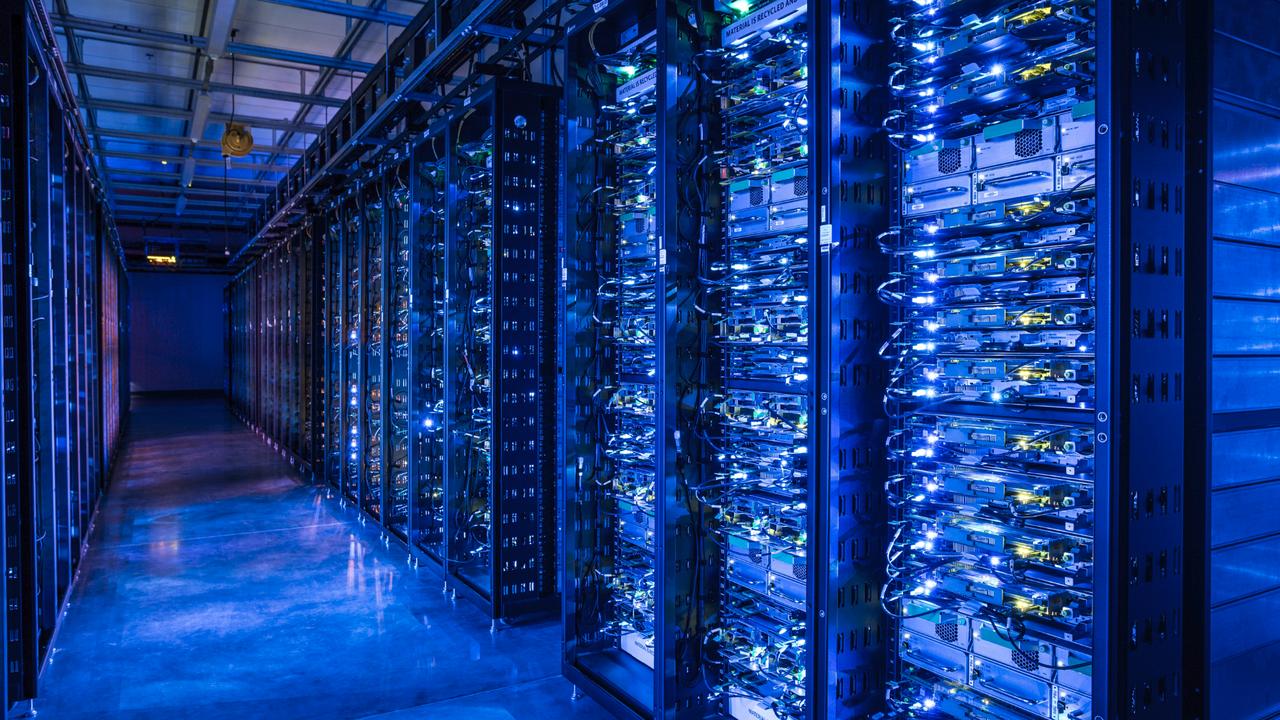 Cloud gaming data center with high-density GPU server racks powering game streaming infrastructure