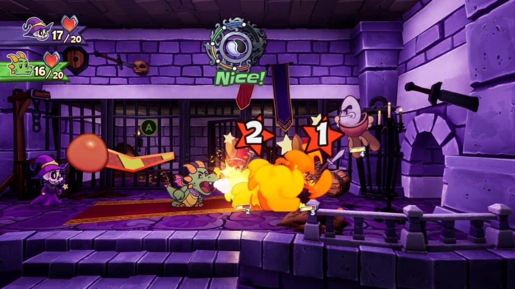 Colorful cartoon dungeon battle scene in Escape from Ever After.
