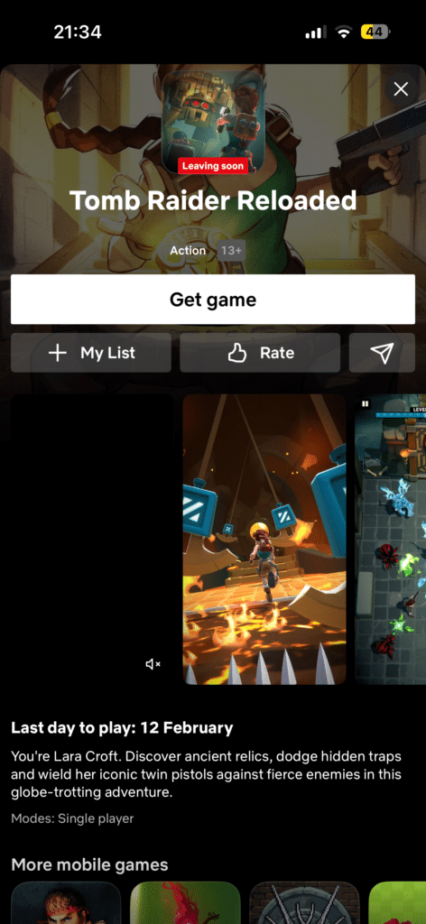 Tomb Raider Reloaded Netflix leaving soon screenshot