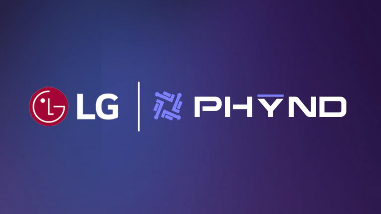 LG and Phynd logos side by side on a purple gradient background.