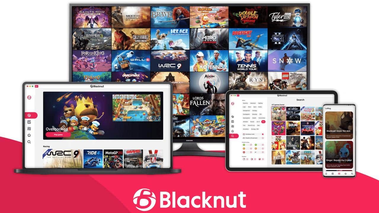 Blacknut cloud gaming app running on a Smart TV, showing its TV-first approach to cloud gaming.