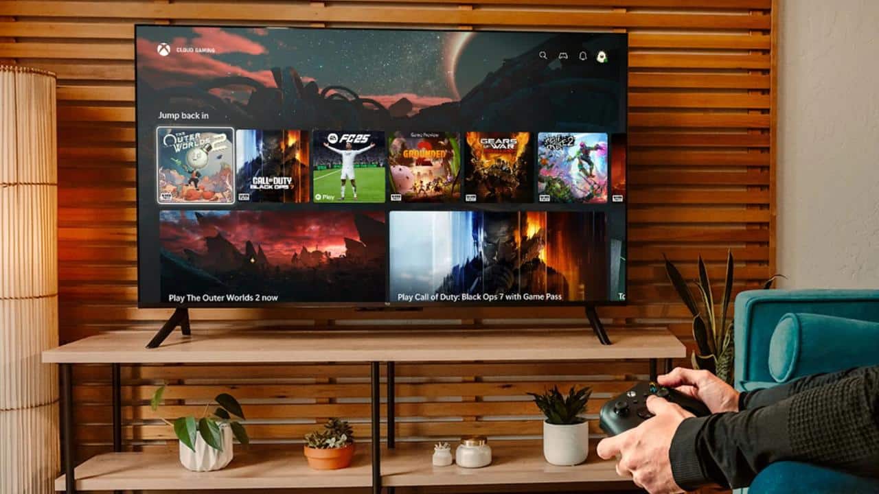 Cloud gaming on a living room TV showing how it can replace a second console in the home