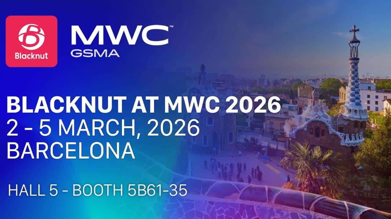 Blacknut MWC 2026: Visit us in Barcelona, March 2-5, Hall 5, Booth 5B61-35. Discover our showcase with Park Güell featured in the imagery.