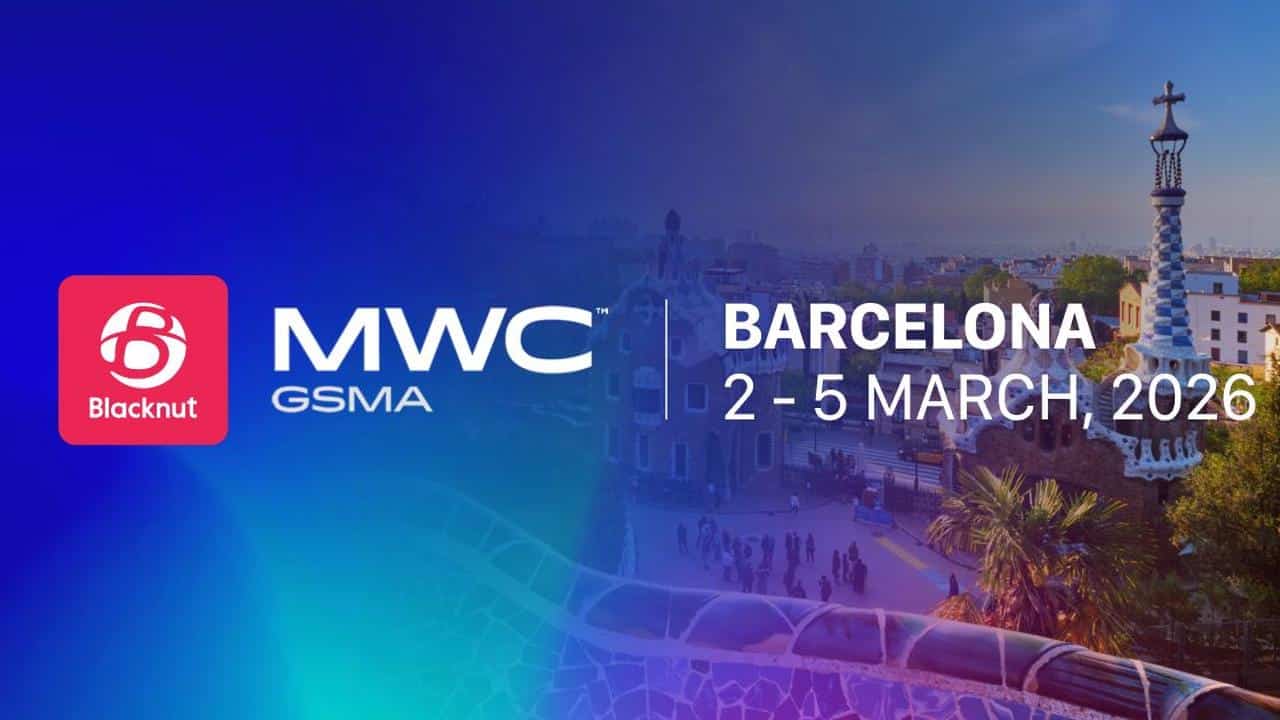 MWC GSMA Barcelona 2026 event banner showing dates March 2–5 with a cityscape background.