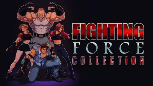 Four muscular characters in fighting poses stand ready beside the bold "Fighting Force Collection" title on a dark background, capturing the energy and action of the classic Fighting Force Collection.