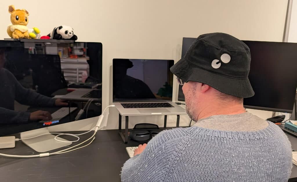 Jack at Highscore Office Wearing Bucket Hat