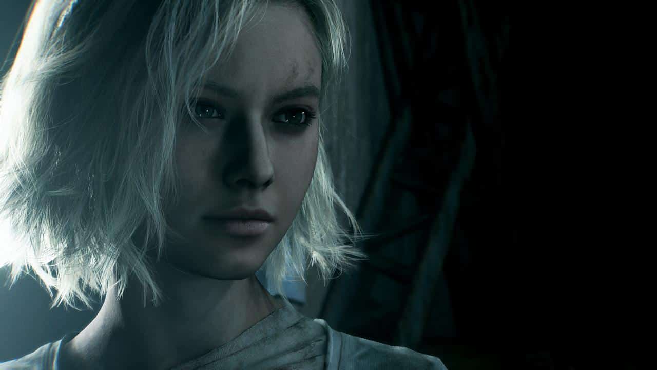 A close-up of Grace, with short, tousled blonde hair staring seriously into the distance, evoking the intense atmosphere of Resident Evil Requiem.