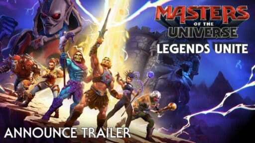 He-Man and allies stand ready for battle, Castle Grayskull and villains looming behind them in Masters of the Universe: Legends Unite, now on Amazon Luna.