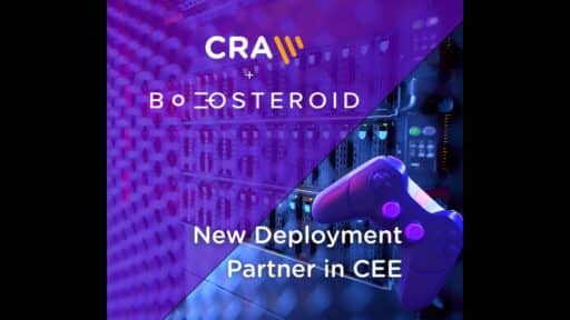 Boosteroid and CRA logos with a game controller representing the new Boosteroid CRA partnership and infrastructure deployment in Central and Eastern Europe.