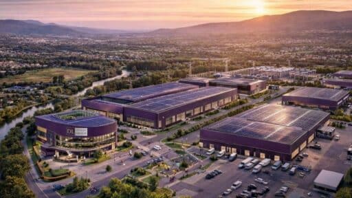 An aerial view of the planned Boosteroid and DL Invest Group hyperscale Neocloud hub in Bielsko-Biała, Poland, a key part of the global Boosteroid infrastructure strategy.