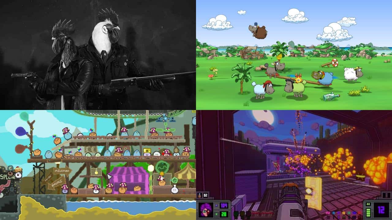 Collage showing Chicken Police - Paint it RED!, Viscerafest, and Wuppo: Definitive Edition in the latest JioGames Cloud new games update.