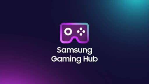 Samsung Gaming Hub logo on a purple and blue gradient background