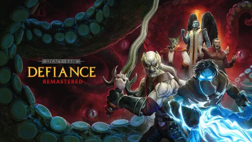 Legacy of Kain: Defiance Remastered key art featuring Kain wielding the Soul Reaver and Raziel in the spectral realm.
