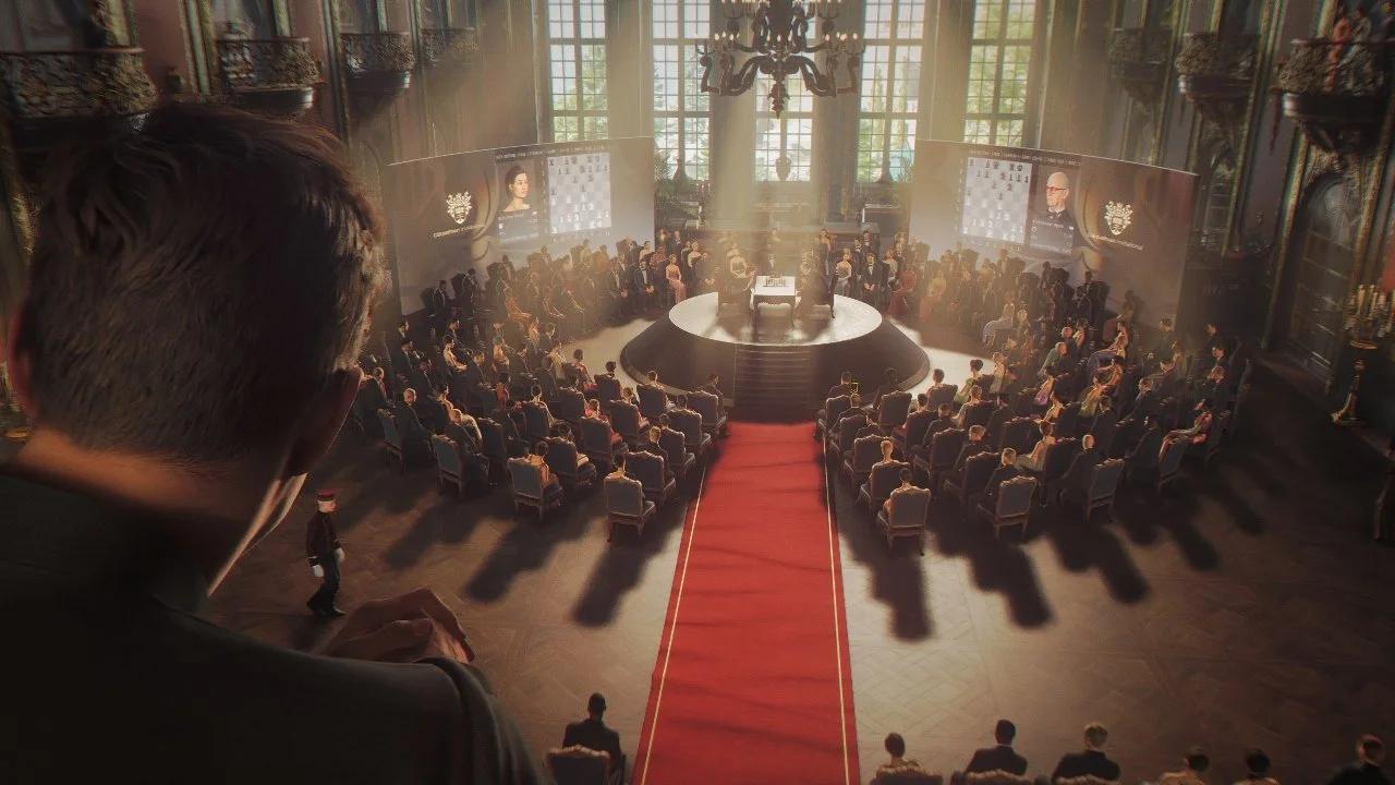 Young James Bond watches a crowded formal event during a social stealth mission in 007 First Light.