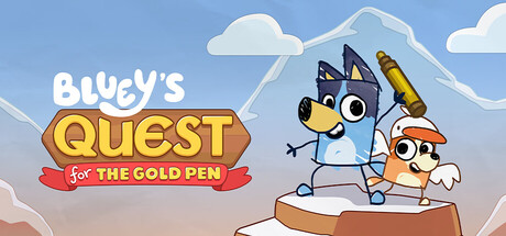 Bluey's Quest for the Gold Pen game banner - find where to play in the cloud