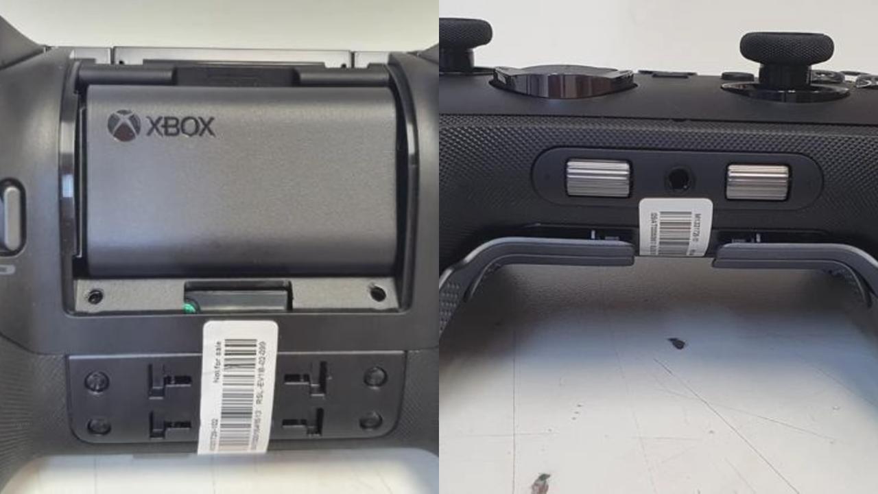 Leaked images showing the bottom scroll wheel buttons and the rear removable battery compartment on the upcoming Xbox Elite 3 controller.