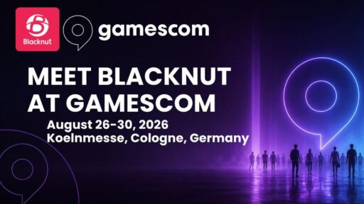 Blacknut Gamescom 2026 graphic promoting meetings at Koelnmesse in Cologne from August 26 to 30 2026.