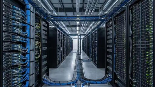 Data center server racks representing Boosteroid’s AMD-powered cloud infrastructure.