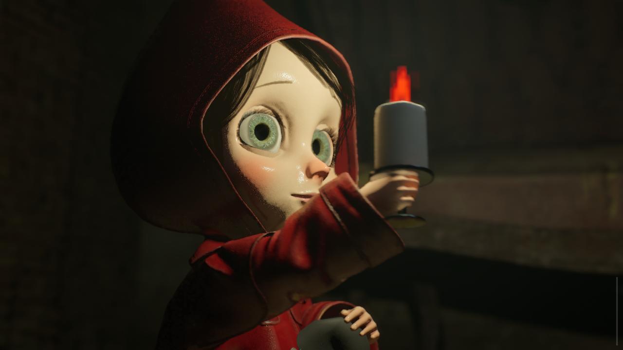 Anne’s doll holds a candle in a dark scene from BrokenLore: FOLLOW.