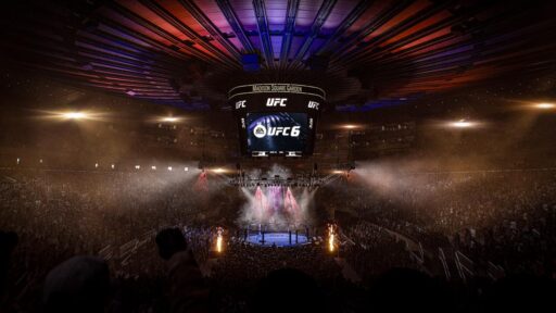 EA Sports UFC 6 Octagon inside a packed UFC arena