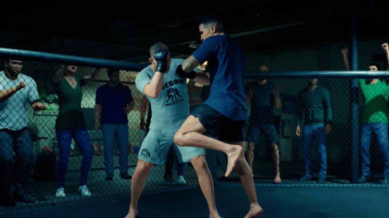 EA Sports UFC 6 fighter landing a knee during a regional-style fight