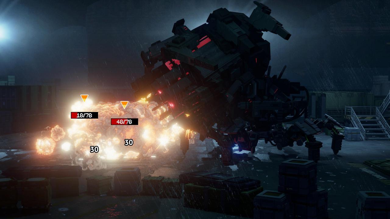 Echo Generation 2 screenshot showing a large mechanical enemy attacking during a dark combat scene.