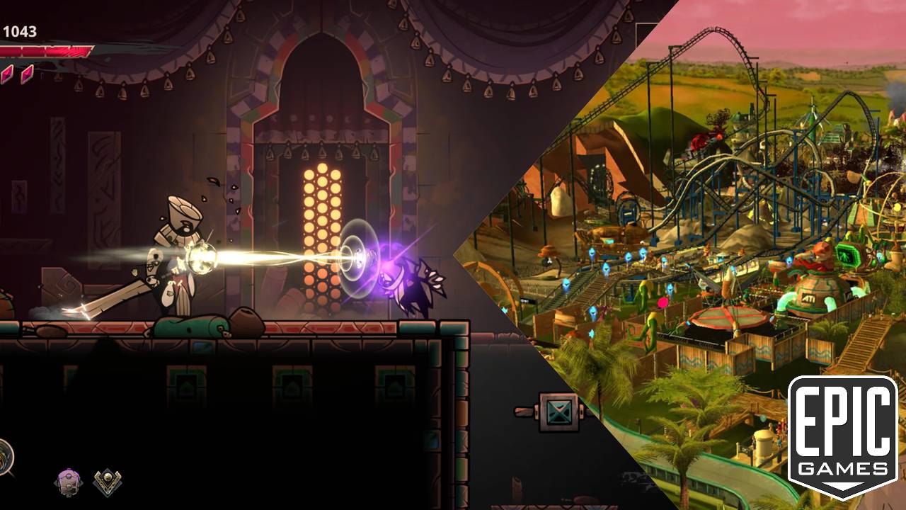Epic Games Store free games image featuring RollerCoaster Tycoon 3 Complete Edition and Voidwrought.