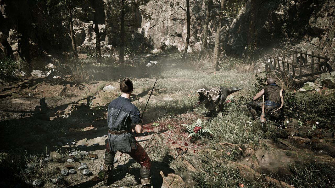 Gothic 1 Remake screenshot showing an outdoor enemy encounter in The Colony.