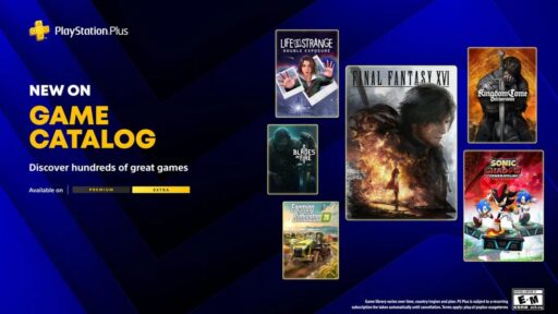 PlayStation Plus Game Catalog graphic for June 2026 featuring Final Fantasy XVI, Sonic X Shadow Generations, Life is Strange: Double Exposure, Kingdom Come: Deliverance, Blades of Fire, and Farming Simulator 25.