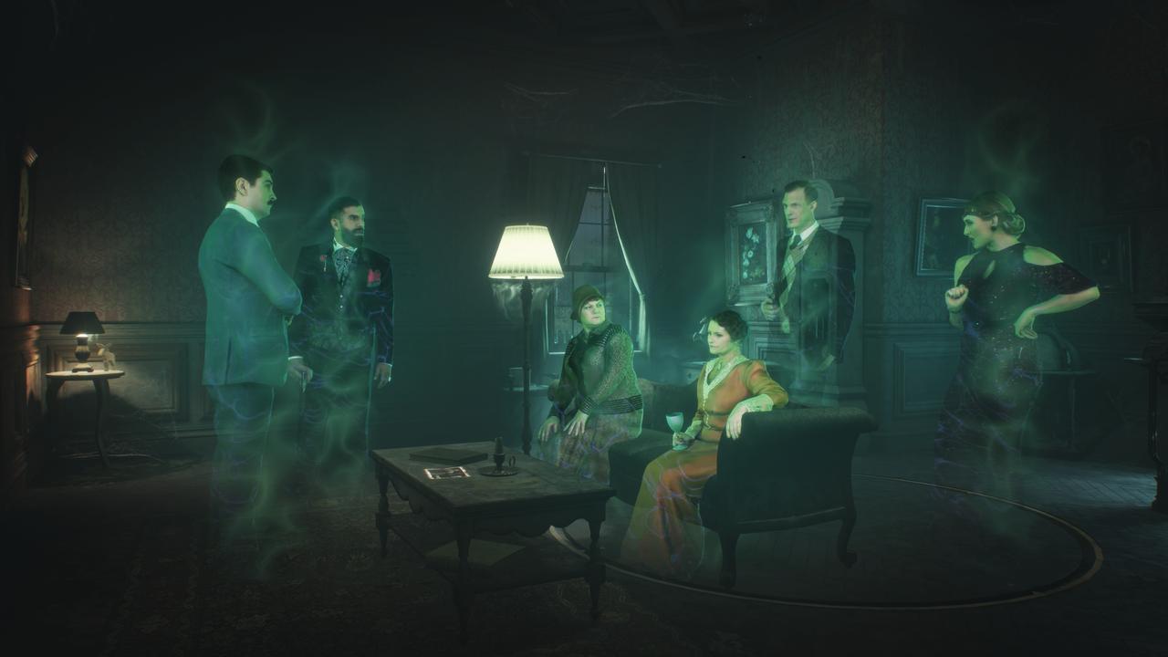Ghostly guests appear inside Stauf Mansion in The 7th Guest Remake.