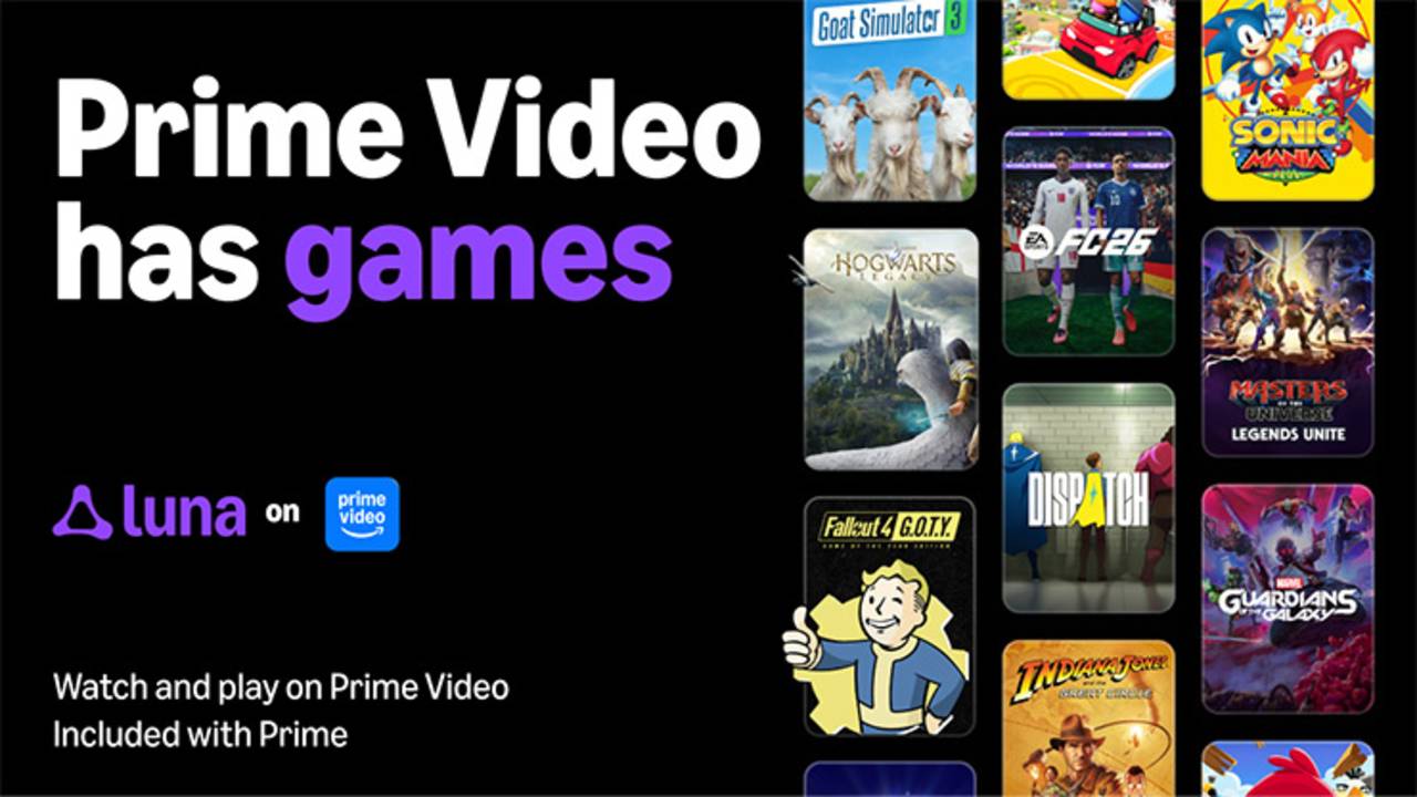 Prime Video has games graphic showing Amazon Luna and a selection of games available through Prime Video.