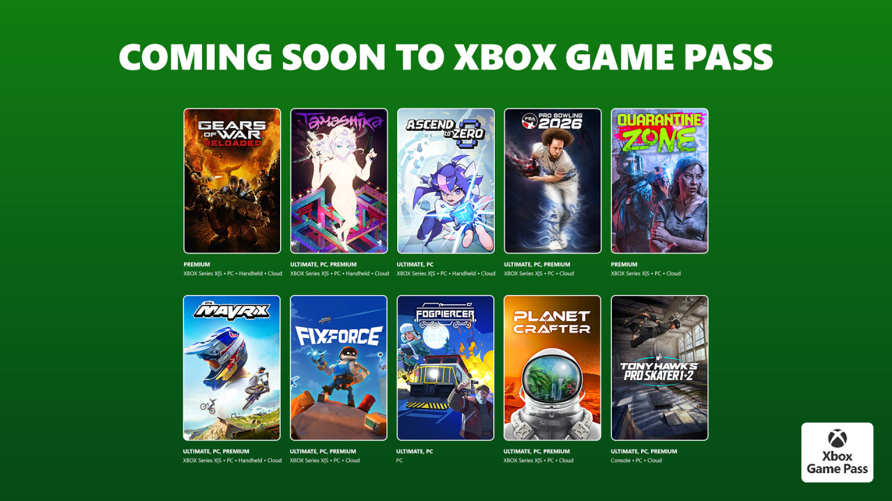 Coming soon to Xbox banner image showing 10 titles coming soon