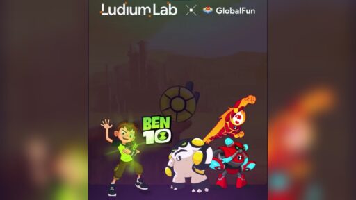 Ludium Lab and GlobalFun logos above characters from a Ben 10 game..