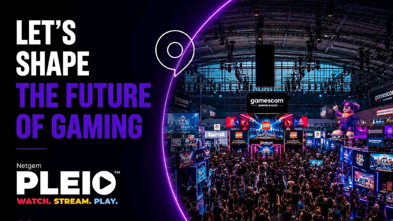 Netgem PLEIO promotional image for Gamescom 2026 in Cologne from August 26 to 30.