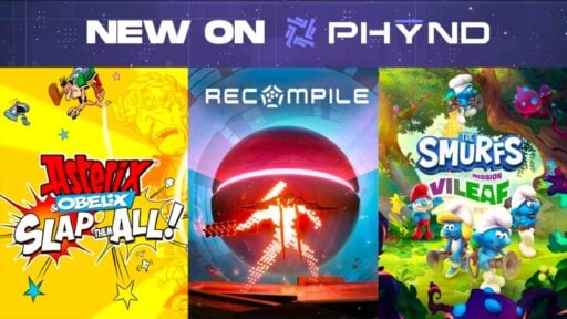 PHYND promotional image featuring Asterix & Obelix: Slap Them All!, Recompile, and The Smurfs - Mission Vileaf.