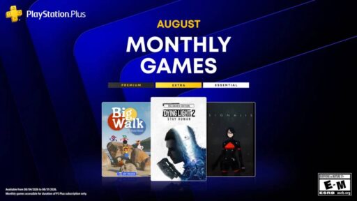 PlayStation Plus Monthly Games for August 2026 featuring Big Walk, Dying Light 2 Stay Human: Reloaded Edition, and Signalis.