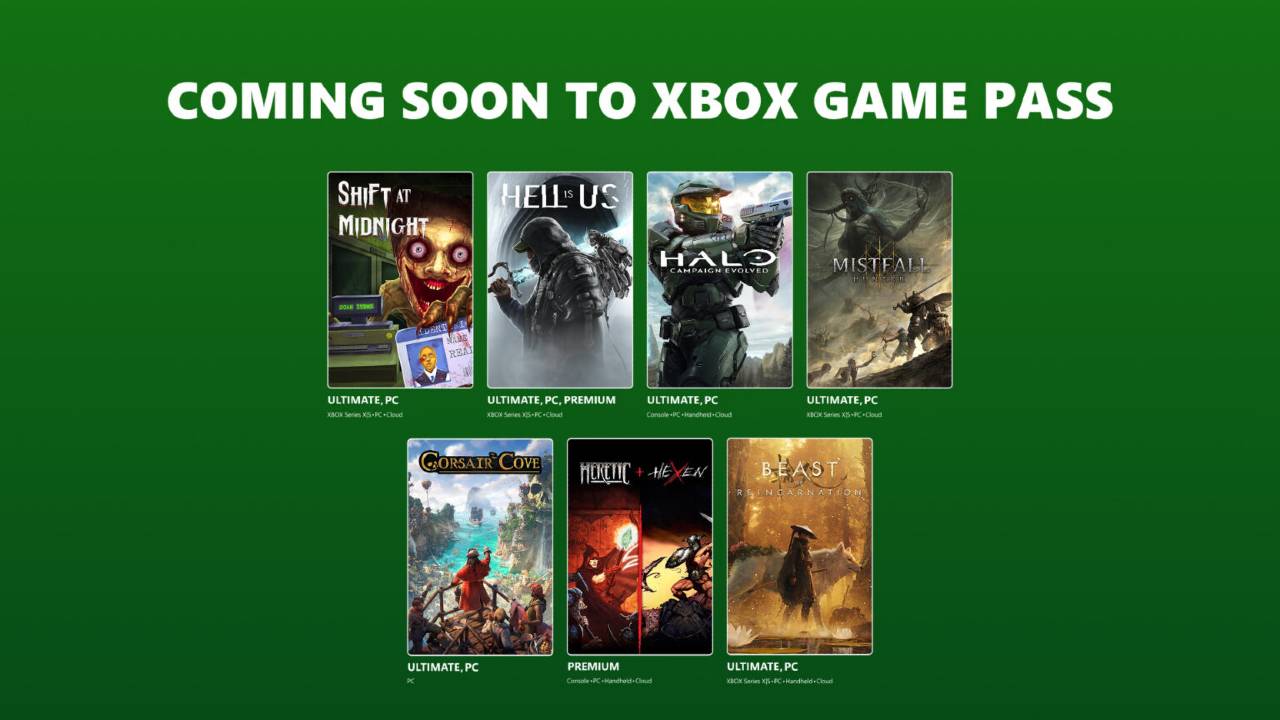 XBOX Game Pass July 2026 Wave 2 graphic featuring Halo: Campaign Evolved, Beast of Reincarnation, and five other upcoming games.
