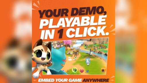 spawnd promotional image showing a playable game demo with the message “Your demo, playable in 1 click.”