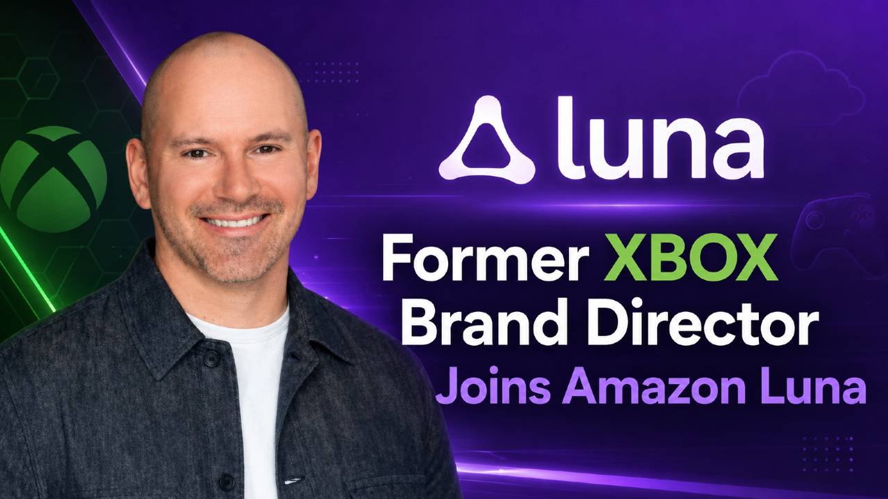 Tim Coombs with Amazon Luna and XBOX branding after joining Luna as Head of Brand Marketing.