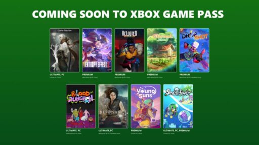 XBOX Game Pass August 2026 Wave 2 artwork showing Resonance: A Plague Tale Legacy, Blood Dungeon, Young Suns, and other upcoming games.