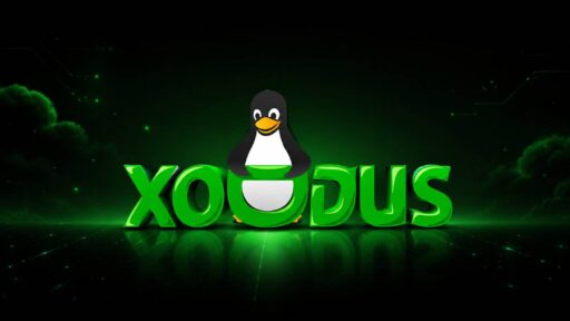 Xodus logo with the Linux Tux mascot on a dark green technology background.