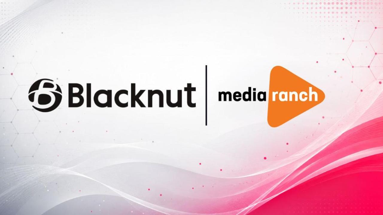 Blacknut and Media Ranch logos displayed together on a white and pink background.